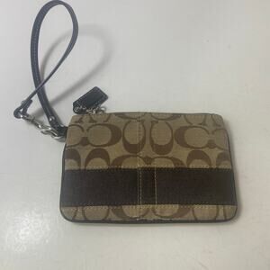 Coach Legacy Wristlet Stripe Clutch Bag Purse Coin Initial Vintag Tan W/Hang Tag